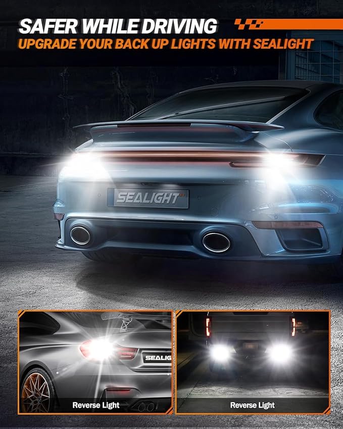 SEALIGHT 912 921 LED Bulbs, 921 LED Reverse Lights Bulbs Super Bright 6500K White 600% Brighter for 906 904 922 W16W T15 LED Backup light Canbus Error Free Plug and Play, Pack of 2