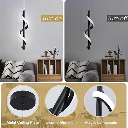 Modern Led Pendant Light Fixtures,6000K Cool White Black Led Pendant Lighting for Kitchen Island,Adjustable Height Hanging Light Fixtures for Kitchen Dining Room Living Room,1 Pack
