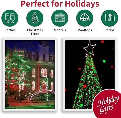 LAMPHOME 100 Count Red Green Christmas Lights, Green Wire 20Ft Incandescent Holiday String Light Set for Indoor Outdoor Use Christmas Tree, Halloween, Valentine Wedding Lighting Decoration