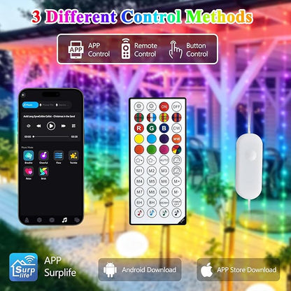 JMEXSUSS RGB Curtain Lights, 300 LED 9.8×9.8FT, Color Changing String Lights with APP & Remote Control, 16 Million Colors, IP44 Waterproof, Holiday Lights for Bedroom Party Wedding 4th of July Decor