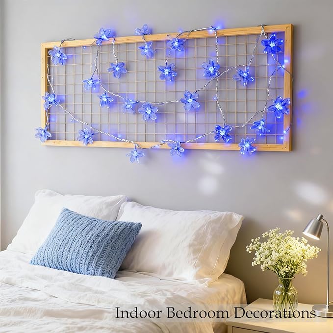 JACUXLSS 100 LED Light Up Flowers String Lights for Bedroom Romantic Decor, Plug in Fairy Cherry Blossom Tree Wall Hanging Indoor DIY Decorations for Christmas Easter Valentines Day Proposal Birthday