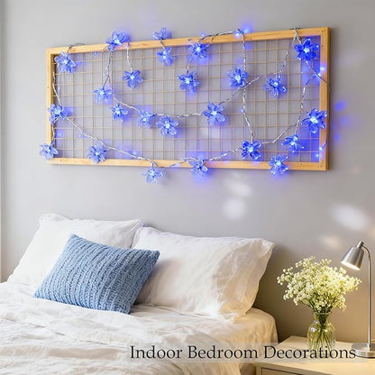 JACUXLSS 100 LED Light Up Flowers String Lights for Bedroom Romantic Decor, Plug in Fairy Cherry Blossom Tree Wall Hanging Indoor DIY Decorations for Christmas Easter Valentines Day Proposal Birthday