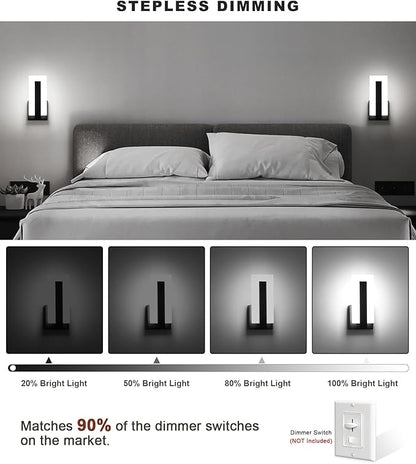 Hardwire Modern Wall Sconces with Stepless Adjustable 10%-100% 7W Acrylic LED Wall Light Brightness Suitable for Living Room Corridor Bedside (Cool White 5500K 1 Pack)