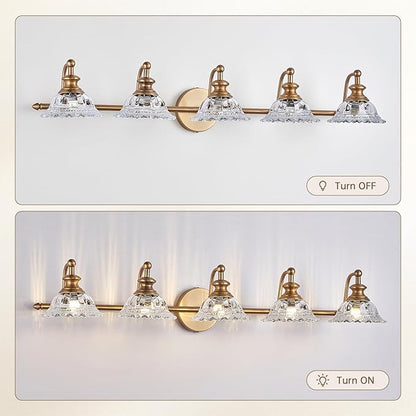 XIEDUN 37.4" Bathroom Light Fixtures 5 Lights Vanity Lighting Fixtures (Exclude G9 Bulb) Vanity Lights for Bathroom