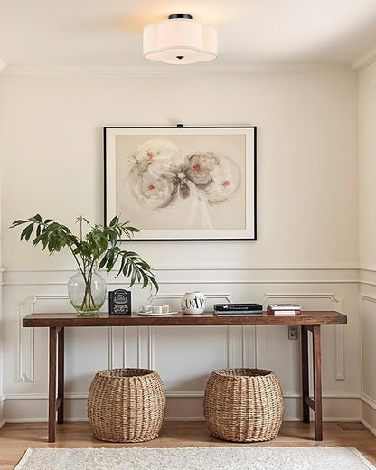 VONLUCE Semi-Flush Mount Ceiling Light, 12.8" Modern 4-Light Ceiling Light Fixture with White Clover-Shaped Shade 4 E26 Sockets for Bedroom Entryway Living Room, Black Finish, ETL Certificated