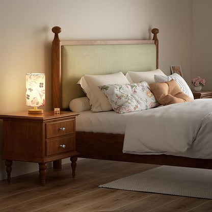 Fenmzee Butterfly Table Lamp for Bedroom - Inline Control, Small Bedside Lamp with 3000K A15 LED Blub, Easy Assembly (Butterfly Cream Shade, 9" Inline Control)