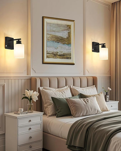 Rayogale Battery Operated Wall Sconce Set of 2, Black Rechargeable Wall Lights with Timer Function, Easy Install Dimmable Wireless Wall Lamps for Living Room, Bedroom, Hallway, Entryway Decor 3000K