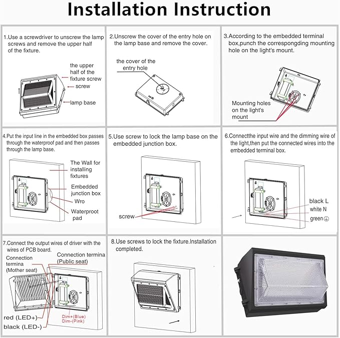 1-10V Dimmable 80W LED Wall Pack Light with Dusk to Dawn Photocell, 100-277V 11200LM 600-800W HPS/HID Equiv., 5000K Outdoor Security Lighting, ETL Commercial Wall Mount Lights for Building