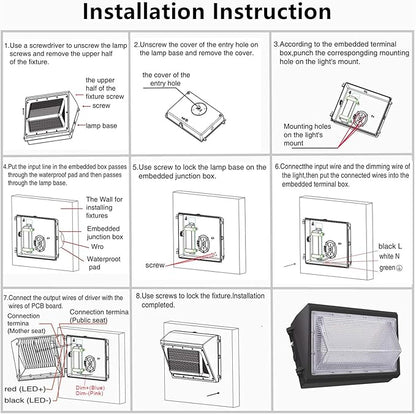 1-10V Dimmable 100W LED Wall Pack Light with Dusk to Dawn Photocell, 100-277V 14000LM 600-800W HPS/HID Equiv., 5000K Outdoor Security Lighting, ETL Commercial Wall Mount Lights for Building