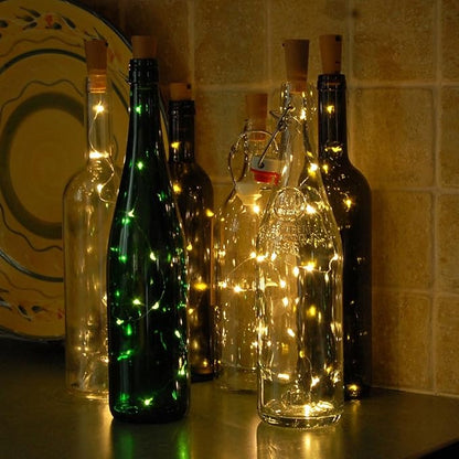 LumaBase Battery Operated Wine Cork with White Fairy String Lights - Set of 6