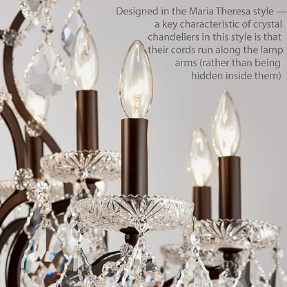 15 Lights Crystal Chandeliers for Dining Room Maria Theresa Chandeliers Vintage Pendant Light Fixture Living Room Bedroom Entryway Kitchen Brown 31.5" H x 30.7" D