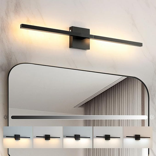 Brushed Black Vanity Light 30 Inch Modern Bathroom Light Fixtures 18W Wall Vanity Lamp Over Mirror, Dimmable 5CCT LED Wall Sconce for Bedroom Cabinets