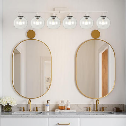 3 Pack Clear Seeded Glass Shade Replacements, Globe Glass Lamp Shade Covers for Light Fixtures, 1.65 Inch Fitter Globes Lampshades for Wall Sconces Chandelier Pendant Lights Bath Vanity Lights
