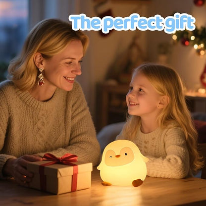Penguin Silicone Night Light, 50H/12H Long Battery Life Touch Lamp with 30-Min Auto-Off Timer, Soft Dimmable Glow for Baby Kids Toddler Bedroom, Cute Mothers Day Gift for Children