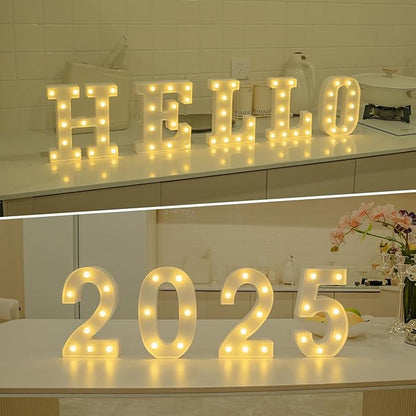Foaky Rechargeable LED Letter Lights Sign Marquee Light Up Letters Sign for Night Light Wedding/Birthday Party Christmas Lamp Home Bar Decoration (5)