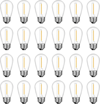 GvvooHome LED S14 Replacement Light Bulbs for Patio String Light, Shatterproof & Waterproof Hanging Light Bulbs for Outdoor String Lights, Dimmable, E26 Base, 24 Pack