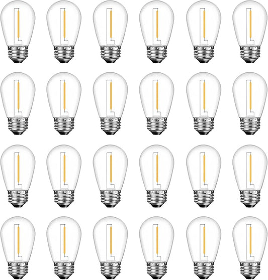 GvvooHome LED S14 Replacement Light Bulbs for Patio String Light, Shatterproof & Waterproof Hanging Light Bulbs for Outdoor String Lights, Dimmable, E26 Base, 24 Pack