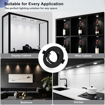 6 Pack GU10 Ceiling Light Holder, Compatible with MR16 GU10, GU5.3 Bulbs, Adjustable Socket for Cabinet Artwork, Matte Black