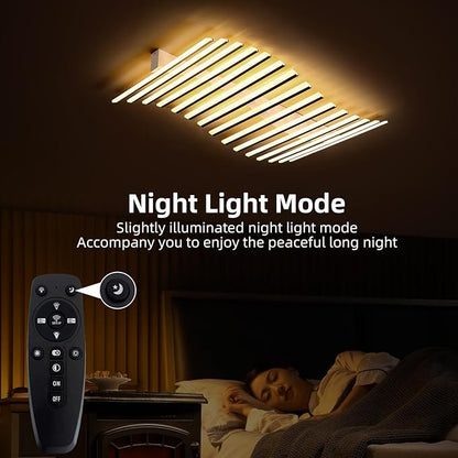 JAYMP 15 Lights Linear Modern Ceiling Light 43.3 inch Dimmable LED Chandelier Semi Flush Mount Light Fixture for Dining Room Kitchen Island Living Room