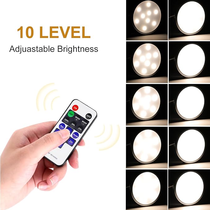 AIBOO Dimmable LED Under Cabinet Lights 3 Lamps Kit with RF Remote Control for Home Kitchen Counter Lighting (Natural White)