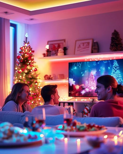 32.8ft LED Strip Lights, HitLights RGB 5050 Color Changing LED Light Kit Ultra Brighter 300LEDs Flexible Light Strips with RF Remote and UL Power Supply for Home Room Party TV Bedroom