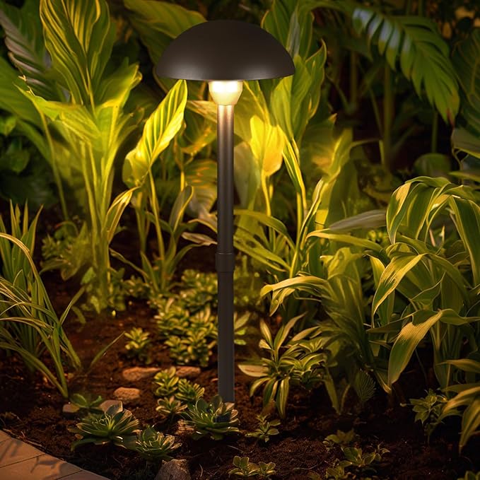 Lumina Lighting® Low Voltage Landscape Lighting Cast-Aluminum Path and Area Light Warm White 3W G4 LED Bulb and ABS Ground Stake Included for Yard Walkway Lawn PAL0107-BkLED6 (Black,6-Pack)