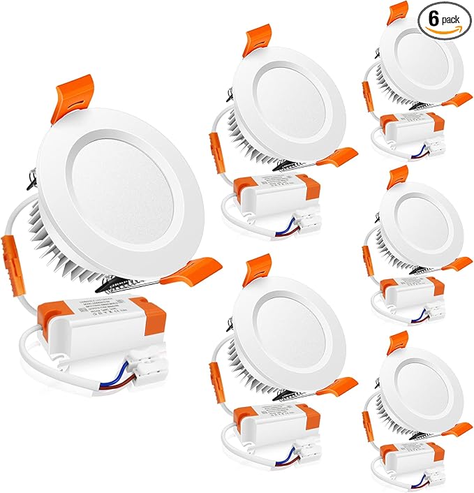 2 Inch LED Downlight, 3W Recessed Lighting Dimmable Ceiling Light Kit, 5000K Daylight White, CRI80 LED Can Lights with Driver(35W Halogen Equivalent), 6 Pack