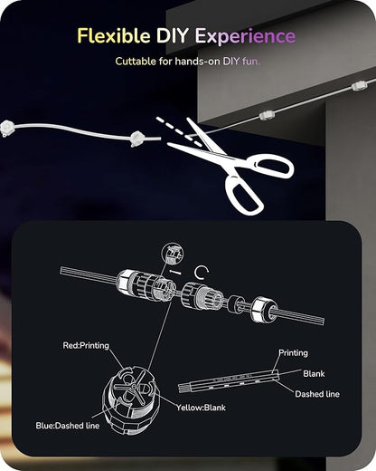 EDISHINE 100FT Cuttable Permanent Outdoor Lights for House, 60 RGBIC LED Eave Lights, APP/Voice/Remote Control, 111+ Scene Modes Outdoor Smart Lights, IP67 Waterproof for Party & Holiday Decor