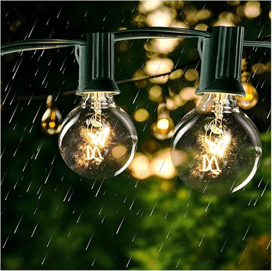 Formosa 26ft Clear Incandescent Christmas String Light, Outdoor G40 Shatterproof Bulbs, Patio Light with 25 Retro Globe Waterproof Edison Bulbs, Outside Hanging Lights for Patio Garden Backyard Decor