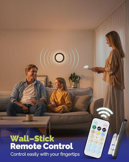 10,000mAh Rechargeable Ceiling Light with Remote, Wireless Waterproof Shower Lights 3000K/4000K/6000K, Battery Powered Light for Closet Battery Operated, Motion Sensor Lights No Wiring, Black