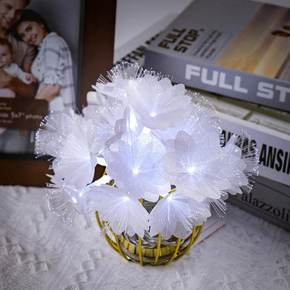 Cool White Flower Fibre Optic Fairy Lights,20 LED Flower String Lights 14 FT Waterproof Fairy Light Battery Operated for Indoor Outdoor Wedding,Christmas,Garden,Party Decoration