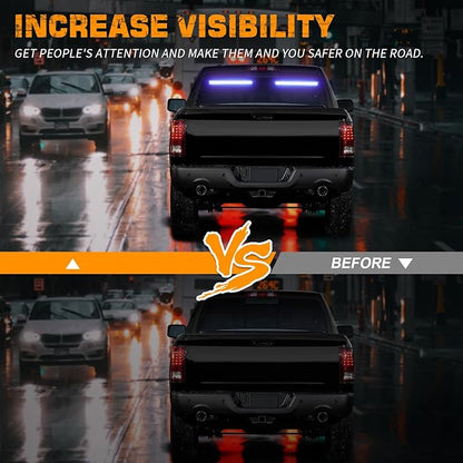 XRIDONSEN 2 in 1 Blue Emergency Lights Traffic Advisor Light Bar 144 LED Warning Safety Strobe Interior Front Windshield Dash Rear Window Light for Police Firefighter Vehicles Trucks Car, 2x17.7 inch