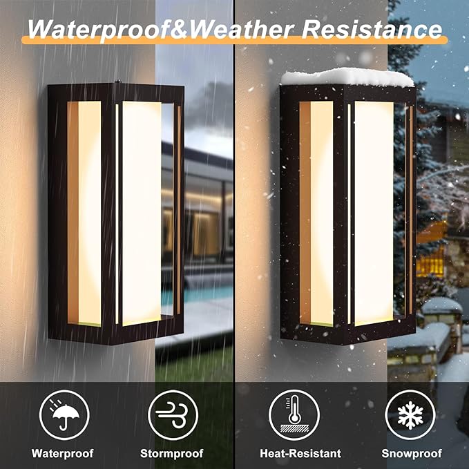 Dusk to Dawn Outdoor Wall Sconce, 3000K LED Outdoor Wall Lights Fixture for Patio, Waterproof Wall Mount Outside Light, 14.5in Outdoor Lanterns for Home, Porch, Front Door, 1 Pack