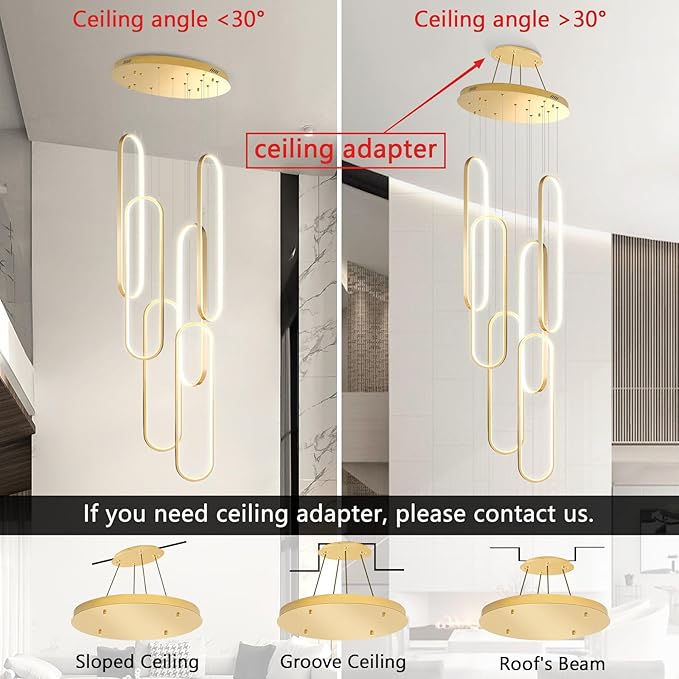 High Ceiling Long Chandelier for Staircase Modern LED Chandeliers for Dimmable Flush Mount High Villa Foyer 2700k-6000k