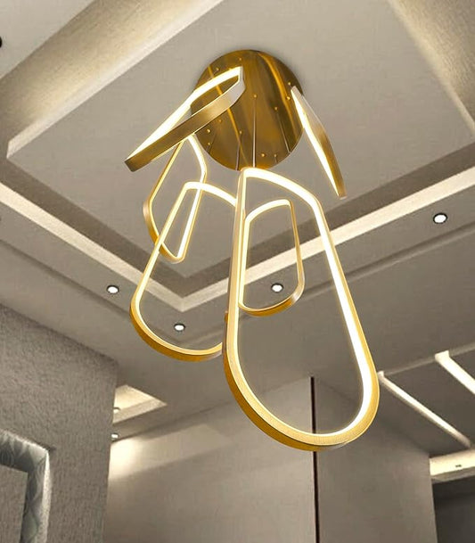 High Ceiling Long Chandelier for Staircase Modern LED Chandeliers for Dimmable Flush Mount High Villa Foyer 2700k-6000k