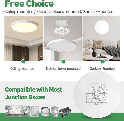 20 Inch Large LED Flush Mount Ceiling Light, 40W,4350LM, 3000K/4000K/6000K CCT Selectable,White Round Flat Panel Light Low Profile Ceiling Light Fitures for Hallway, Kitchen, Bedroom, Laundry(2PK)