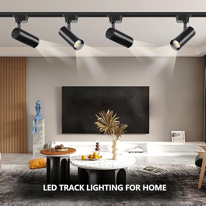 H Type LED Track Lighting Heads 6 Track Lights 4000K 20W 2400lm High Brightness Track Lighting System for Accent Lighting, Dimmable Ceiling Lights Spotlight Fixtures (No Track Rails)
