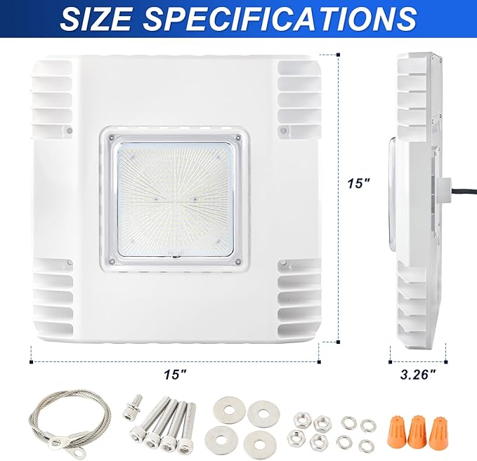 150W LED Canopy Light, 21000LM 5700K, Surface Mount LED Gas Station Ceiling Light, IP65 Outdoor Rated [600W HID/HPS Equiv.], High Bay Parking Garage Lighting, AC 90-277V, UL Listed (8 Pack)