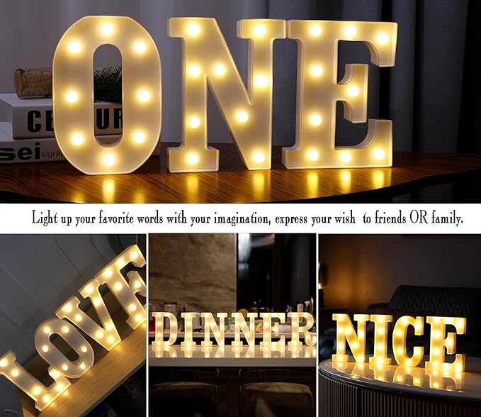 Small Led Marquee Letters, Light Up Letters, 8.58 Inch Led Letter Lights, Battery Powered Lighted Sign for Table, Party, Birthday, Christmas Decor (Letter N)