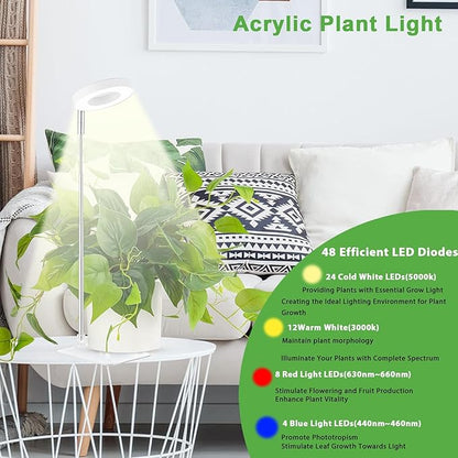 yadoker Halo Plant Grow Light,yadoker LED Growing Light Full Spectrum for Indoor Plants,Height Adjustable, Automatic Timer, 5V Low Safe Voltage,Idea for Small Plants