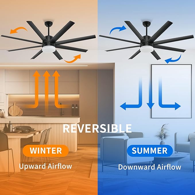 YITAHOME Black Ceiling Fans 60 Inch with Lights and Remote, Modern Fan for Indoor with Quiet Reversible 6 Speeds Motor, Dimmable LED 3 Color, Memory Function for Bedroom Living Room