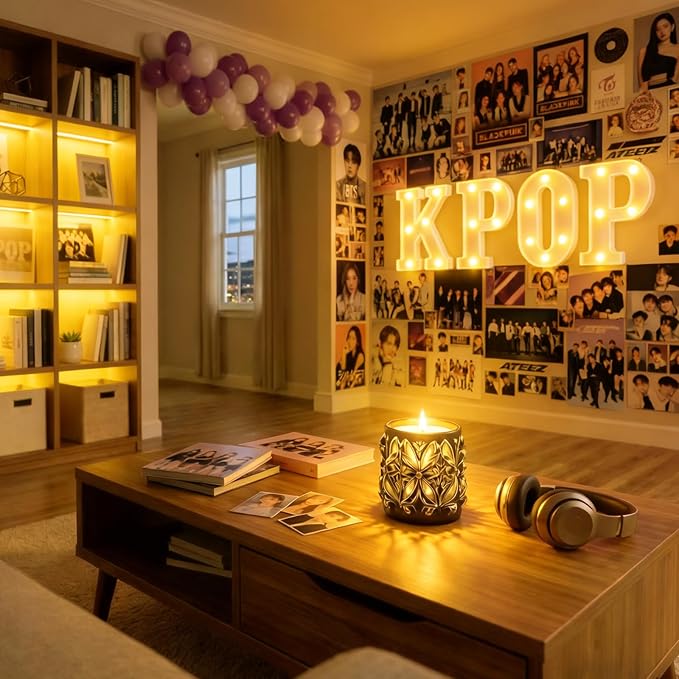 KPOP Light Up Letters Marquee Signs for Bedroom Decor, Battery Powered LED Alphabet Lamps for K-Pop Birthday Party Supplies, Concert Celebration Background & Fan Gift Room Accessories White