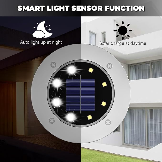 DUUDO Solar Lights Outdoor 16 Pack, Solar Garden Outdoor Waterproof Pathway Lights Bright In-Ground Light Outdoor Lighting Decor for Lawn, Patio, Yard, Driveway, Step and Walkway White Light