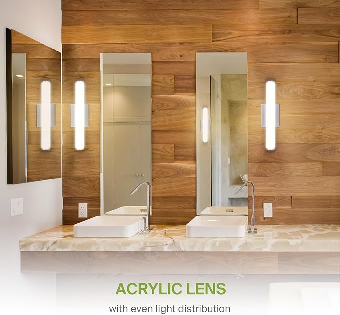 ASD 18" LED Linear Vanity Light Fixture, Modern Bathroom Sconce — 3 Color 3000K-5000K, Dimmable, 20W 1500LM, Energy Star & ETL Listed — Over Mirror Makeup Slim Bar for Bedroom, Cabinets — Nickel
