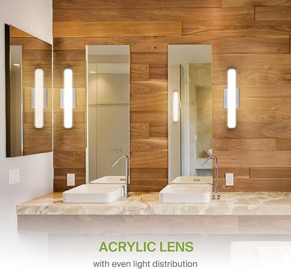 ASD 18" LED Linear Vanity Light Fixture, Modern Bathroom Sconce — 3 Color 3000K-5000K, Dimmable, 20W 1500LM, Energy Star & ETL Listed — Over Mirror Makeup Slim Bar for Bedroom, Cabinets — Nickel