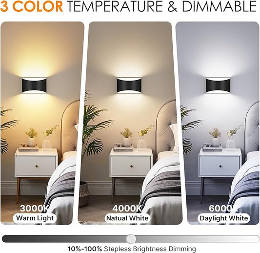 FOLKSMATE Battery Operated Wall Sconces Set of 4, Rechargeable Remote & Touch Control Wall Lamps, 3 Color Temperatures, Cordless Dimmable Lamp for Bedroom, Living Room, Hallway