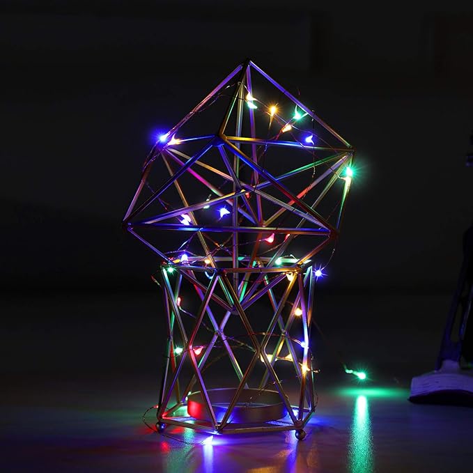 Ariceleo Led Fairy Lights Battery Operated, 2 Packs Mini Battery Powered Copper Wire Starry Fairy Lights for Bedroom, Christmas, Parties, Wedding, Centerpiece, Decoration (5m/16ft Multi-Colored)