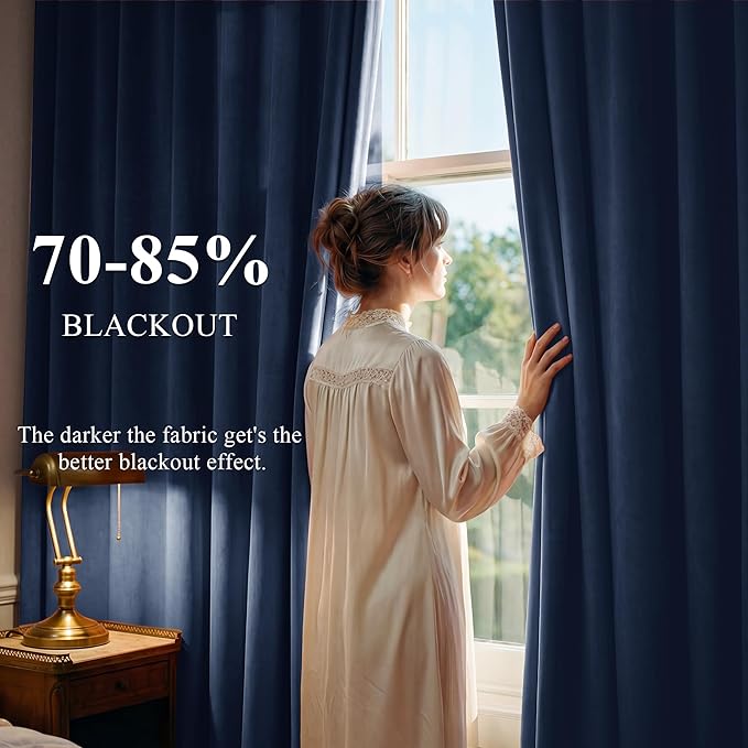 StangH Navy Blue Living Room Curtains 105 inches Long Back Tab Light Blocking Thermal Insulated Window Drapes for Bedroom Heavy Thick Privacy Panels, W52 x L105, 2 Panels