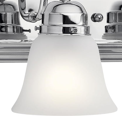 Kichler 30" 4-Light Vanity Bath Light in Chrome, Modern Bathroom Light with Clear Satin Etched Glass, ("30" W x 8" H), 5338CHS