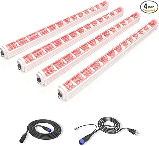 Under Canopy LED Grow Light Bar, 120 Watt, 47-Inch with Power Cord & Extension Cord Connector, for Indoor & Hydroponic Growing, 4-Pack